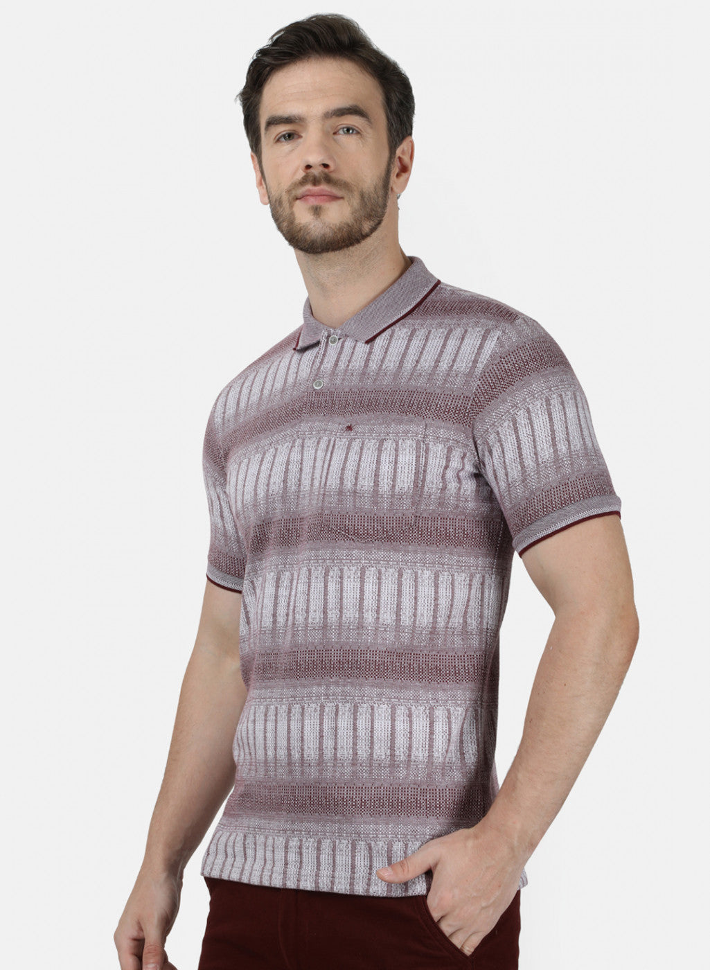 Mens Maroon Stripe T-Shirt