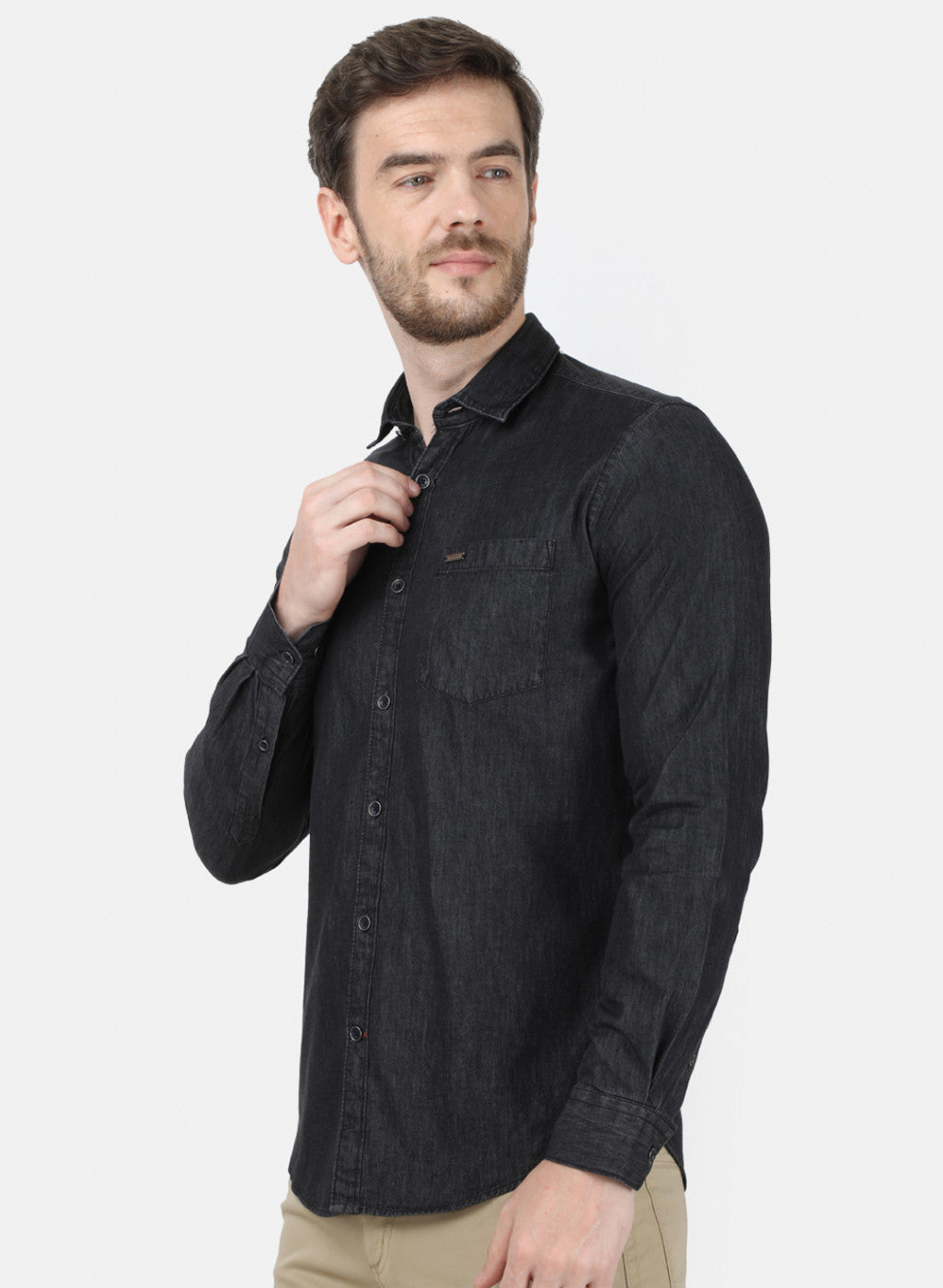 Mens Grey Solid Shirt