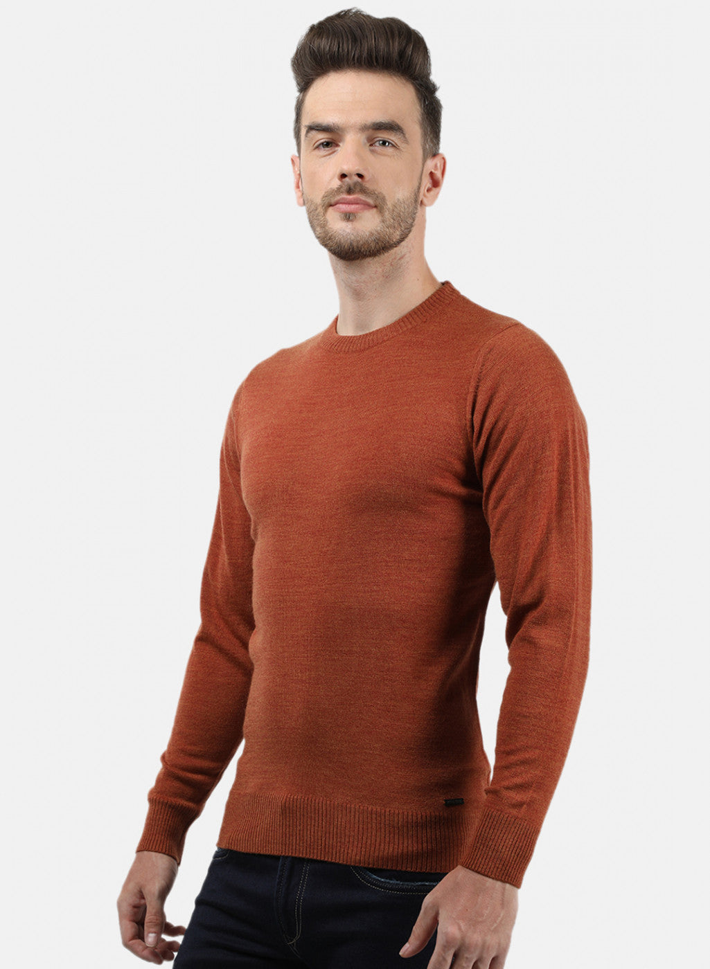 Men Orange Solid Pullover