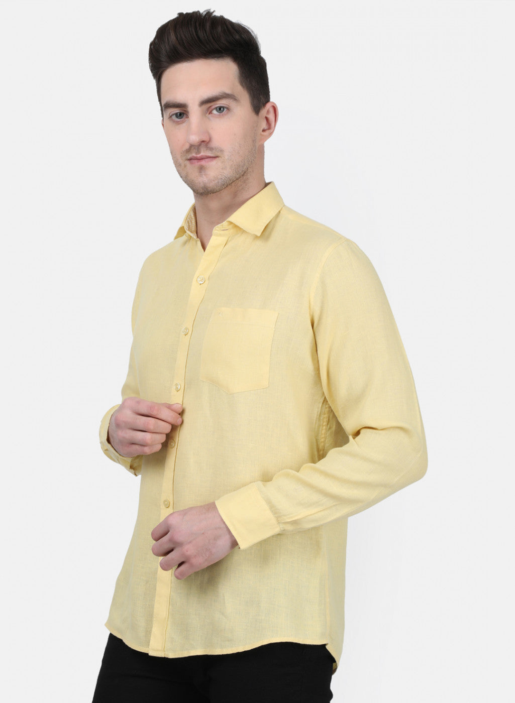 Mens Yellow Solid Shirt