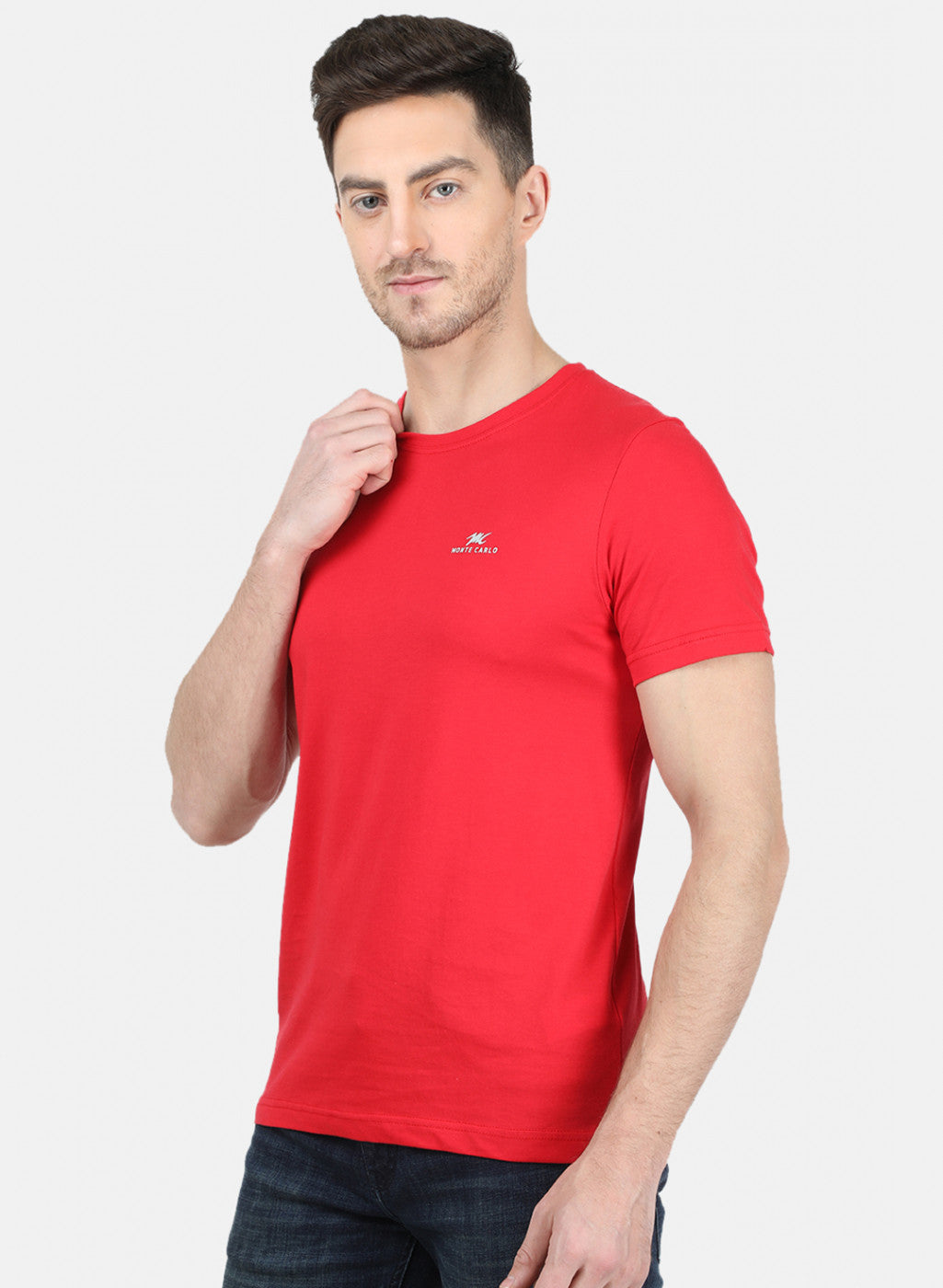 Mens Red Plain T-Shirt