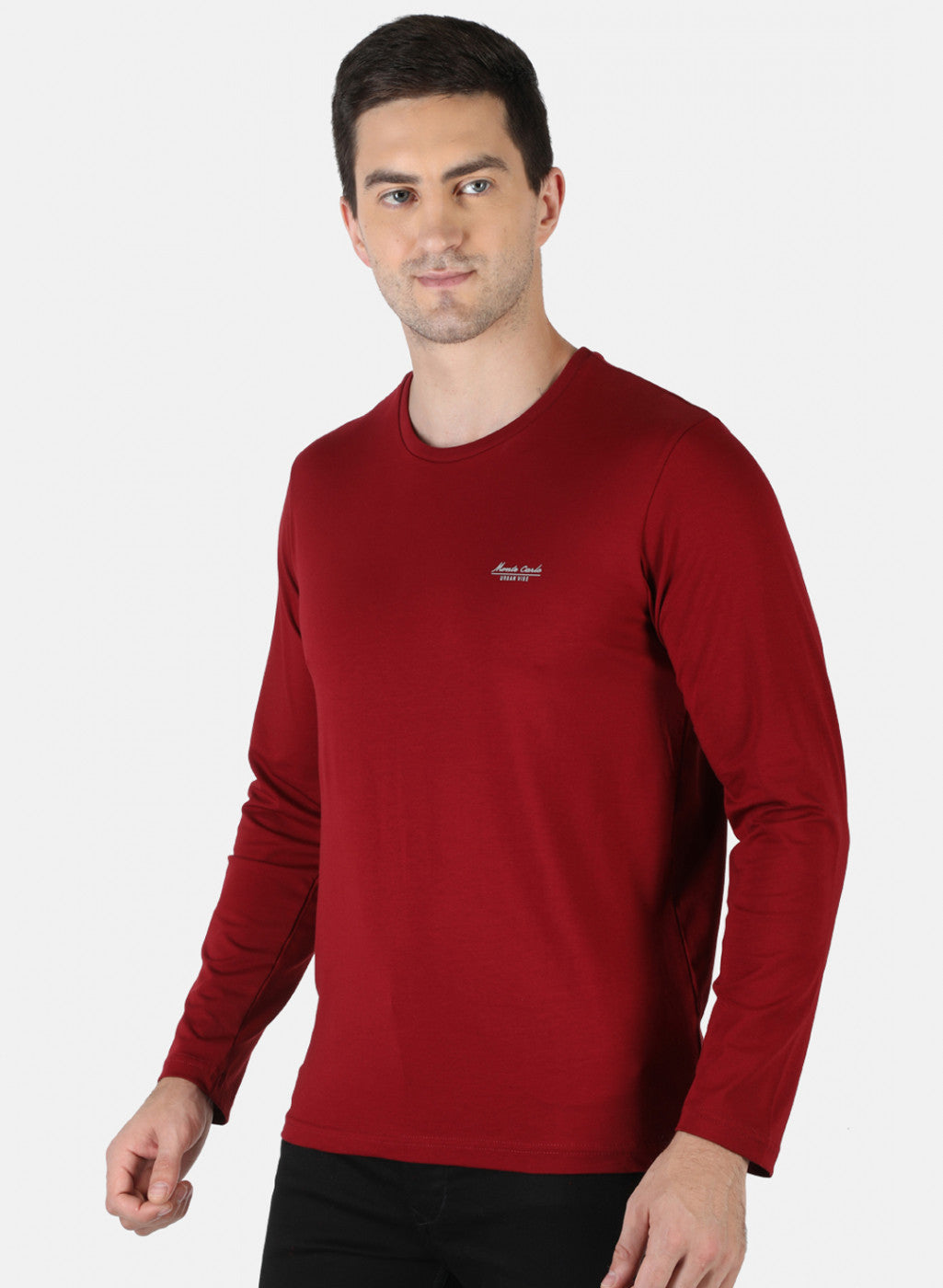 Men Maroon Plain T-Shirt