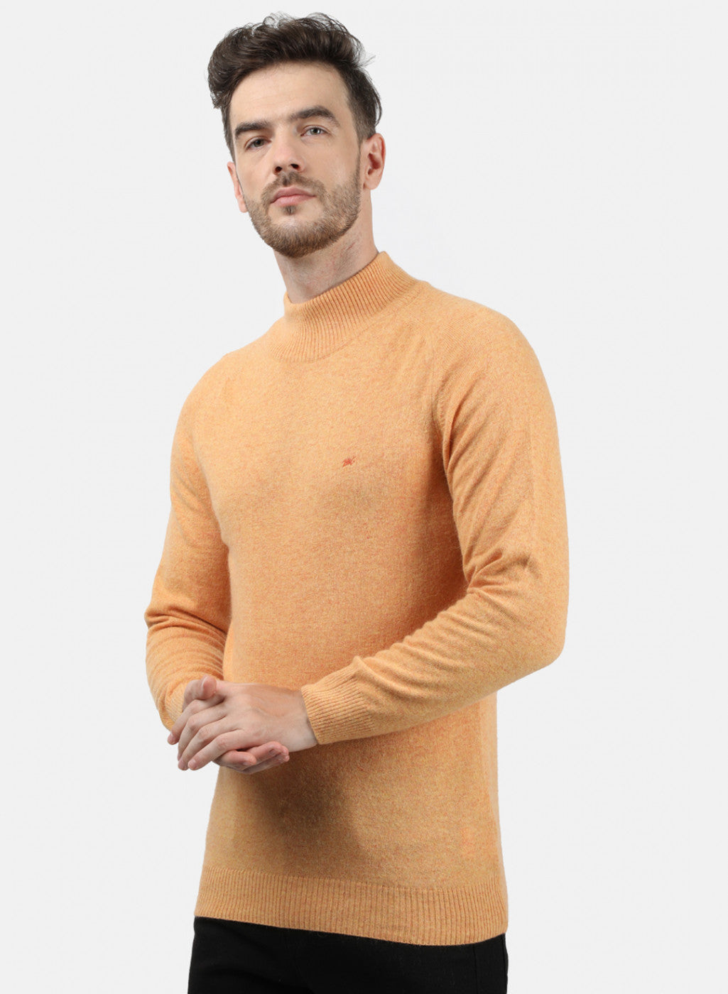 Men Orange Solid Pullover