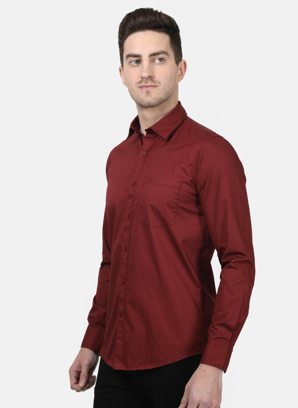 Mens Maroon Solid Shirts