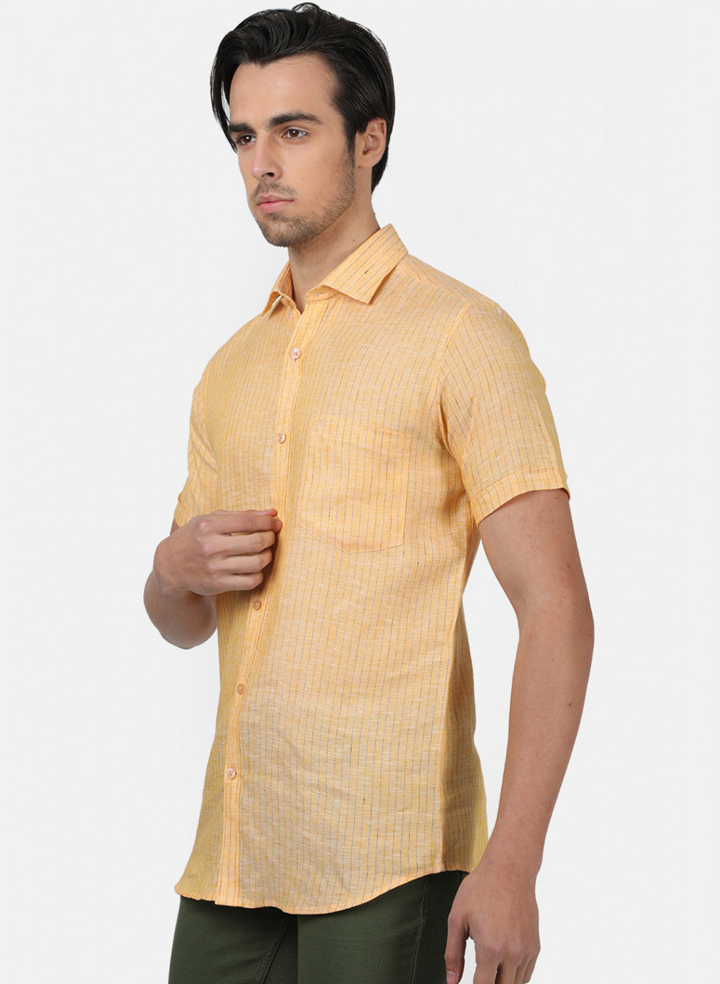 Men Yellow Stripe Shirts