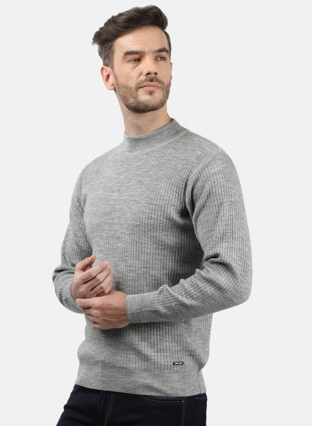 Men Grey Solid Pullover