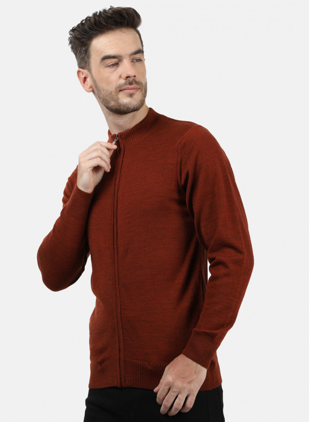 Men Brown Solid Pullover