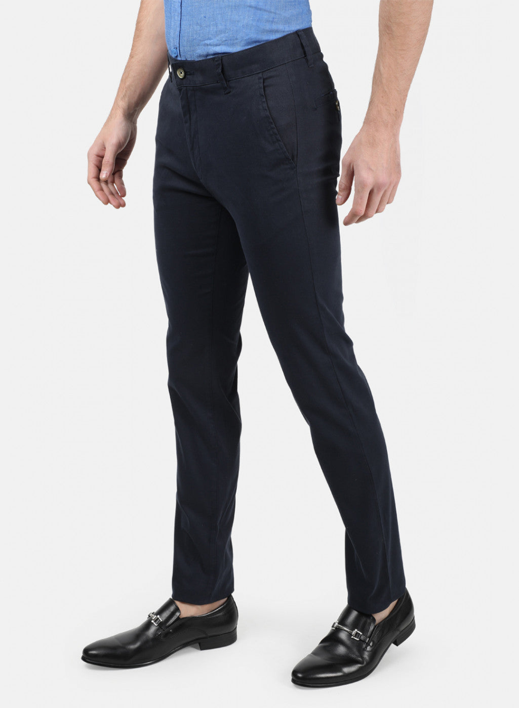 Men NAvy Blue Plain Trousers