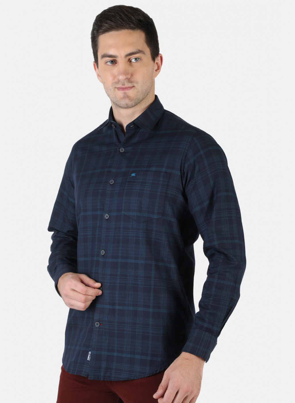 Men NAvy Blue Check Shirt