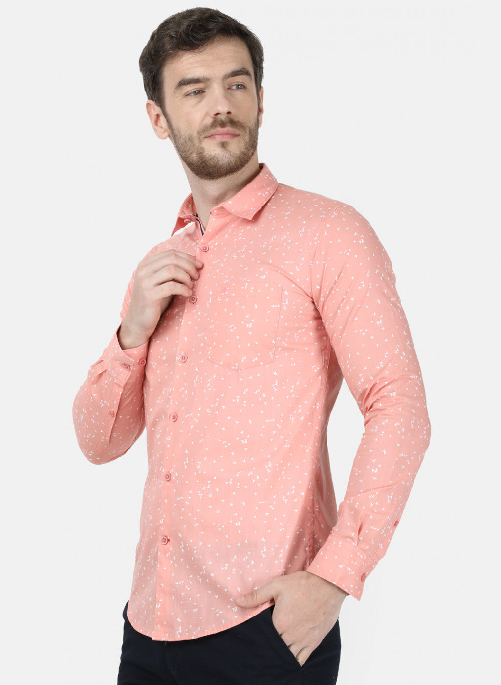 Mens Pink Printed Shirt