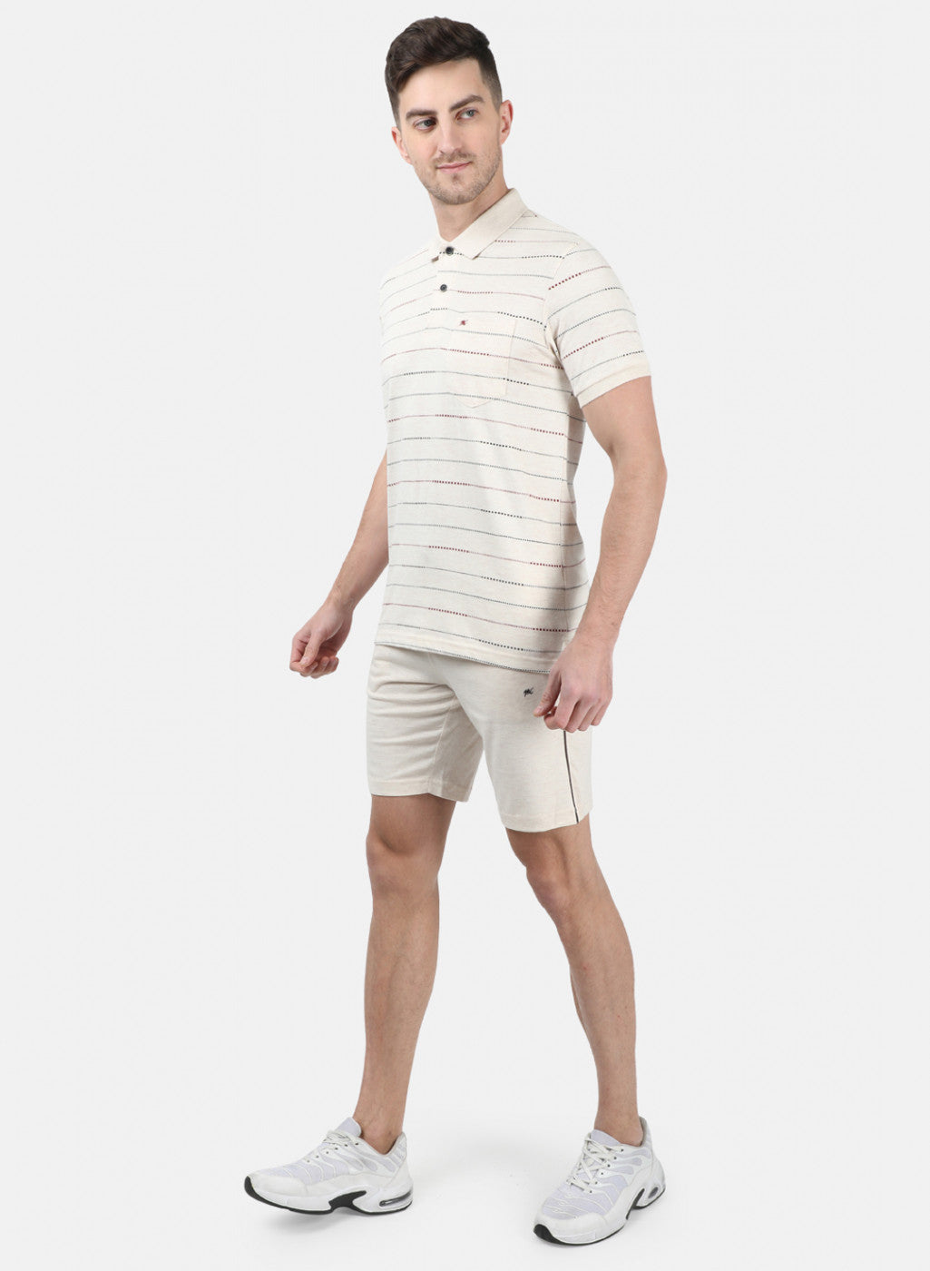 Men Beige Stripe Combo Set