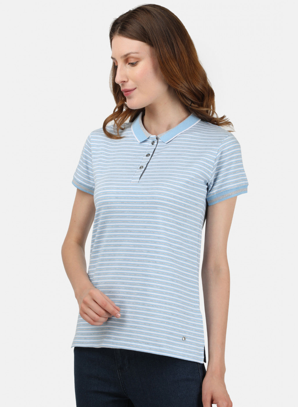 Womens Sky Blue Stripe T-Shirt