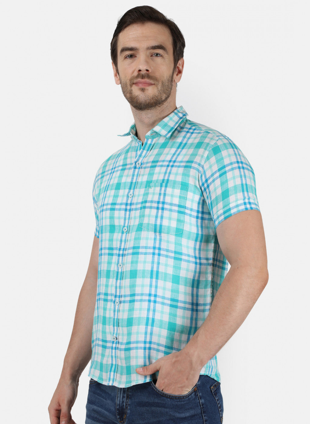 Mens Blue Check Shirt