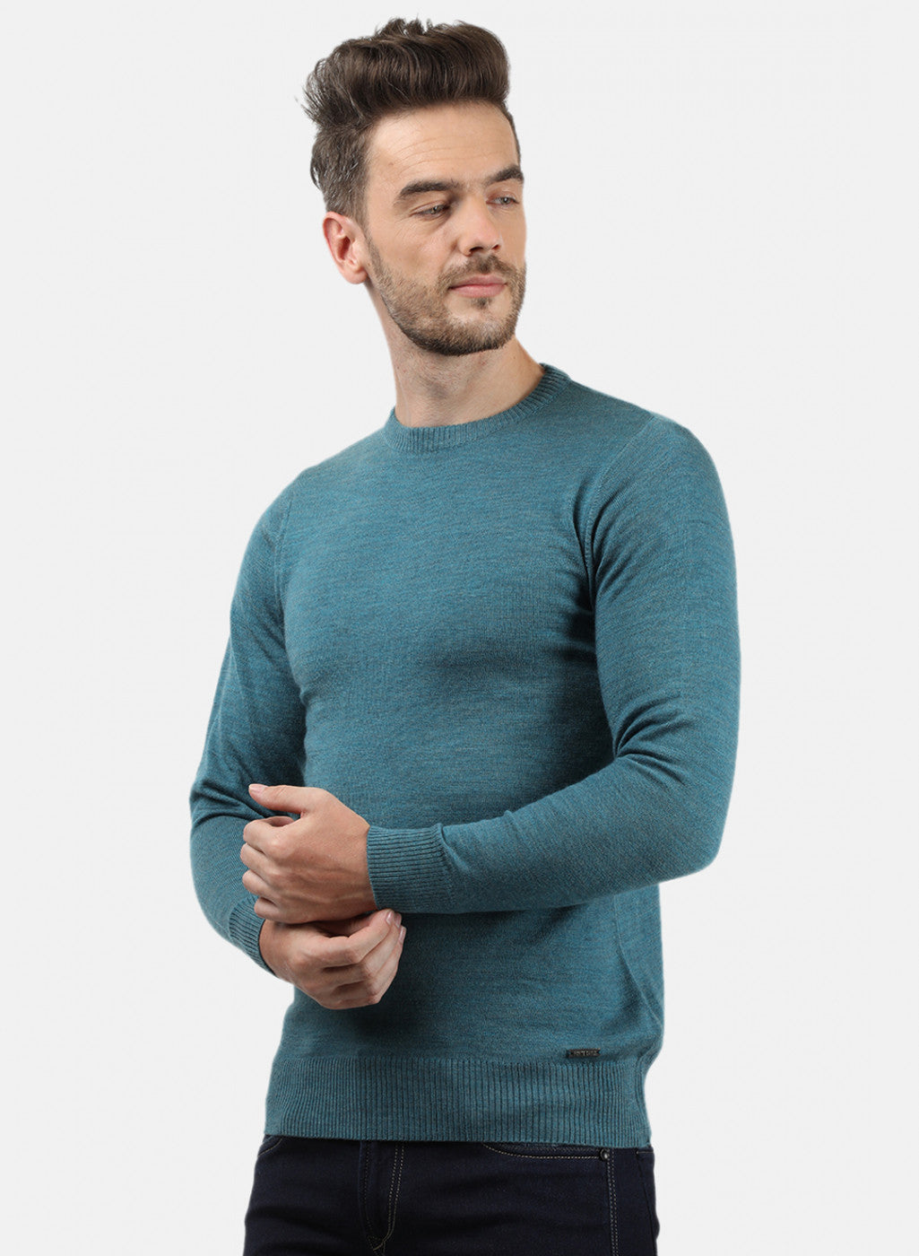 Men Blue Solid Pullover