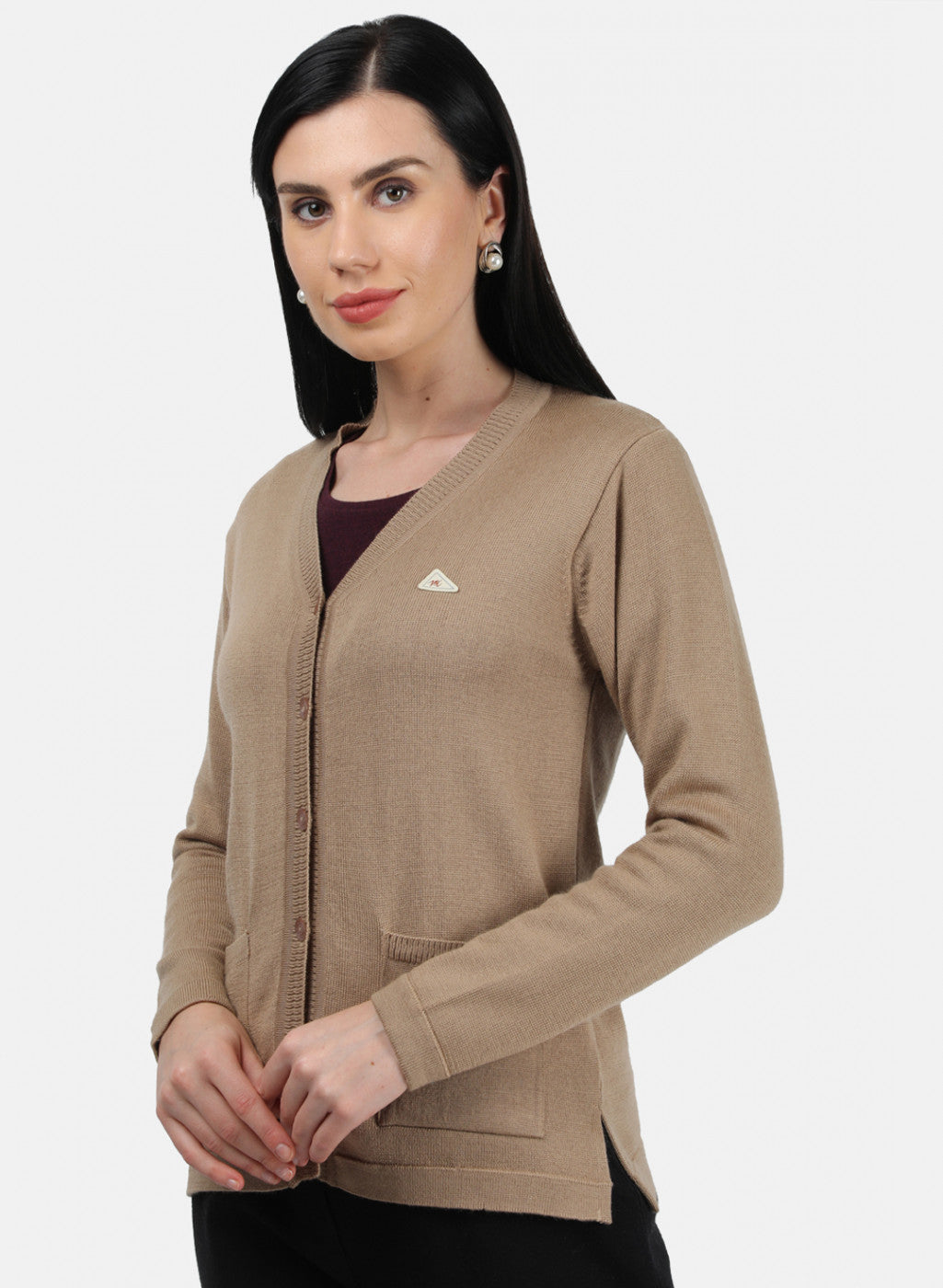 Women Brown Solid Cardigan