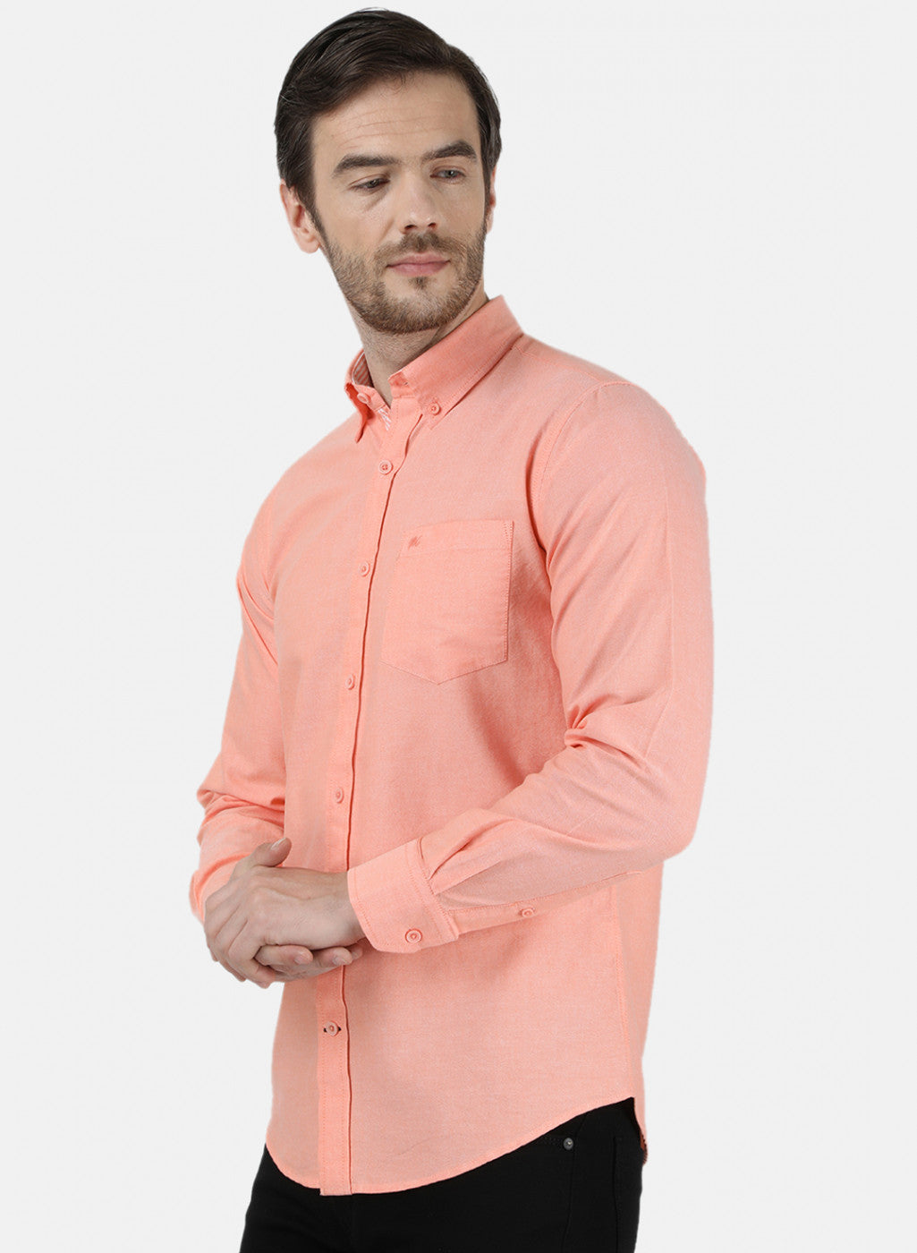 Mens Orange Solid Shirt