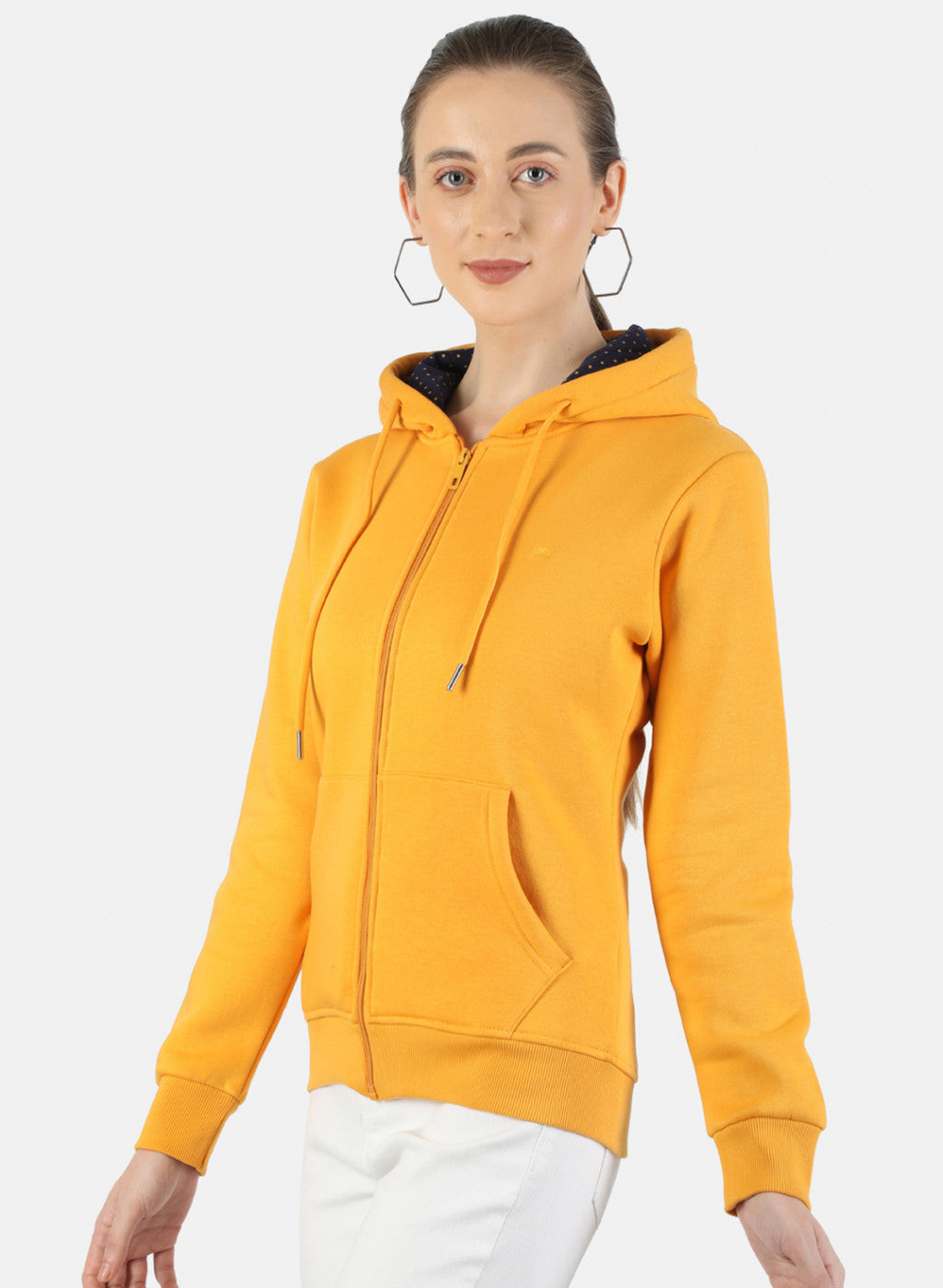 Women Mustard Plain Sweatshirt