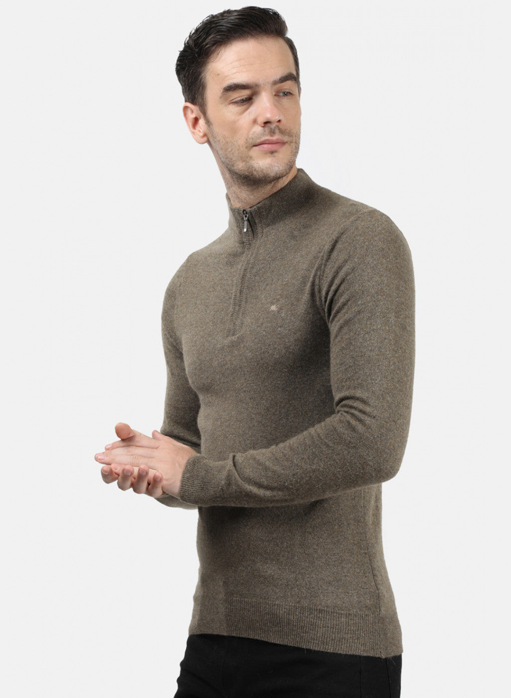 Men Brown Solid Pullover