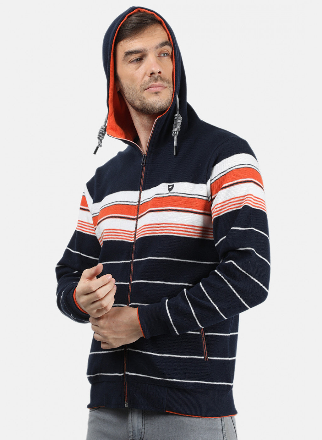 Men Blue Stripe Sweatshirt