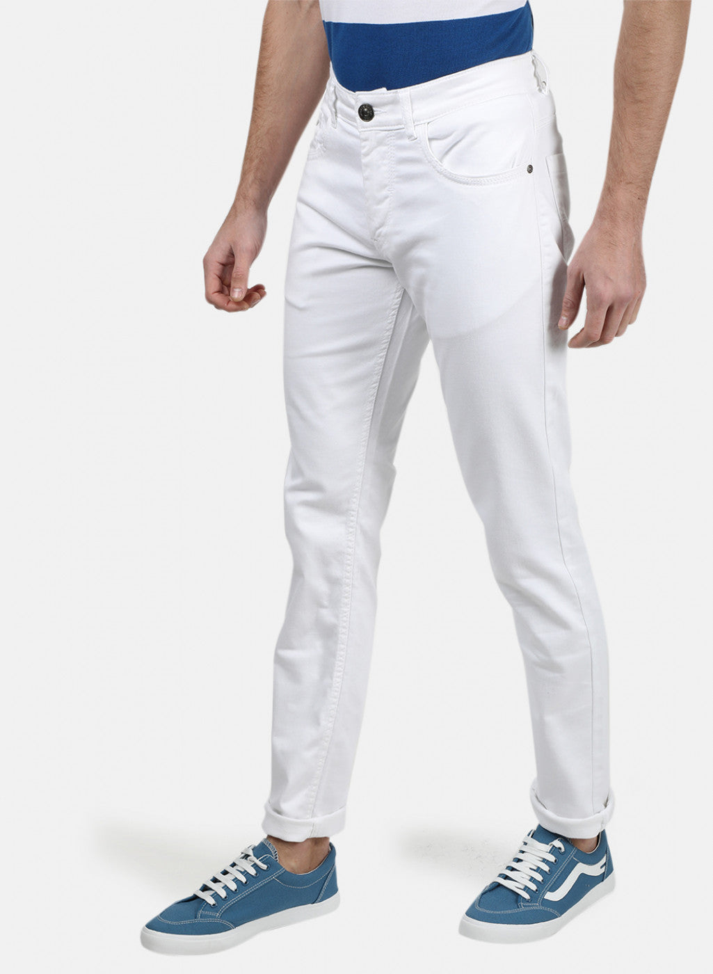 Mens White Skinny Denim