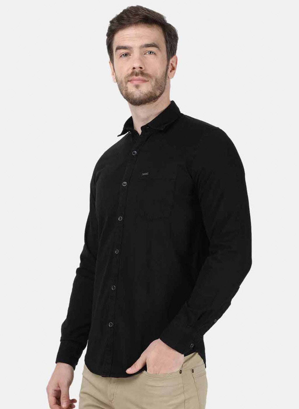 Mens Black Solid Shirt