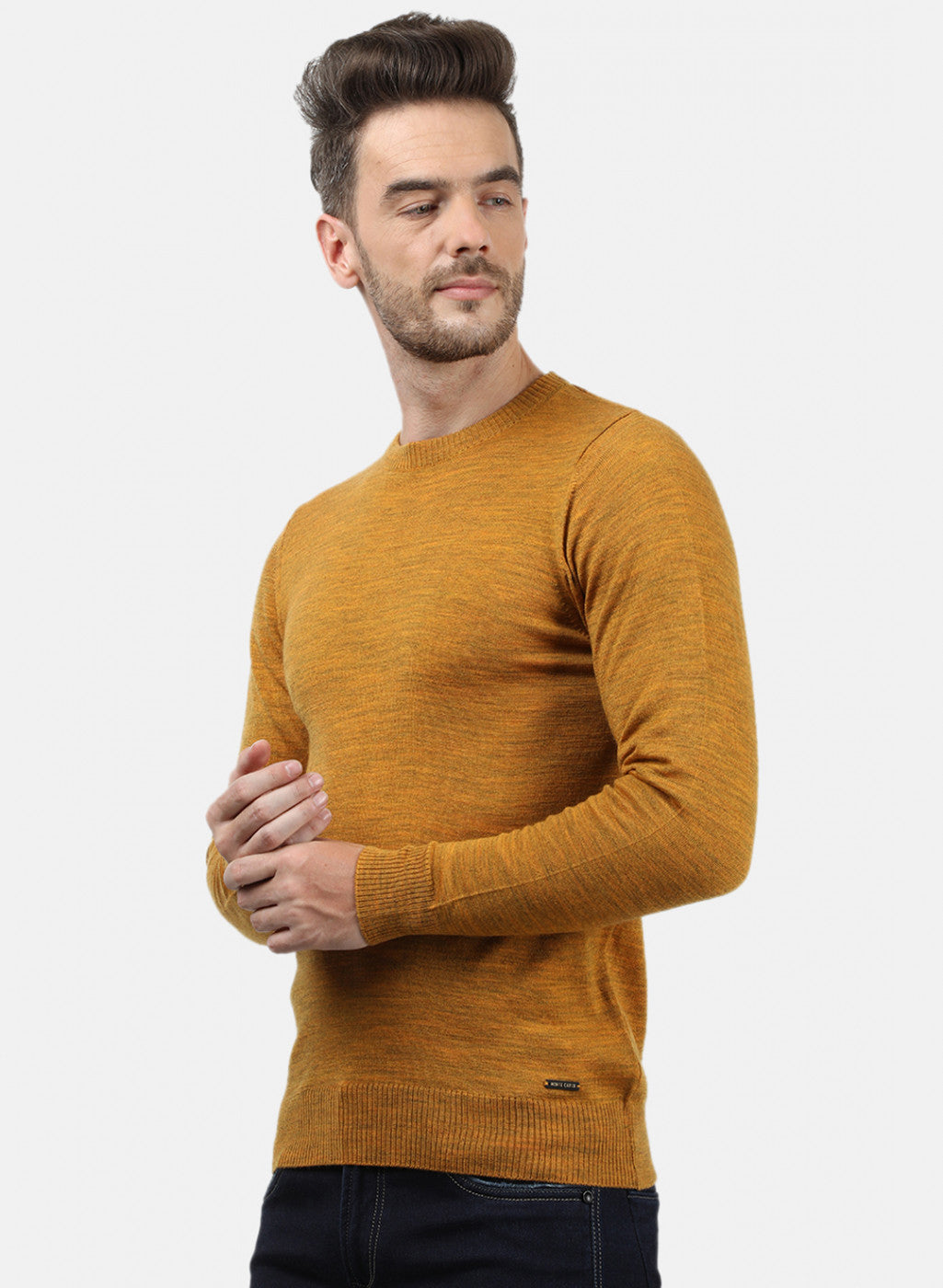 Men Yellow Solid Pullover