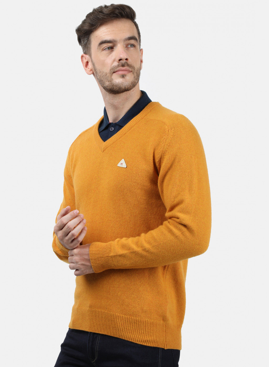 Men Yellow Solid Pullover