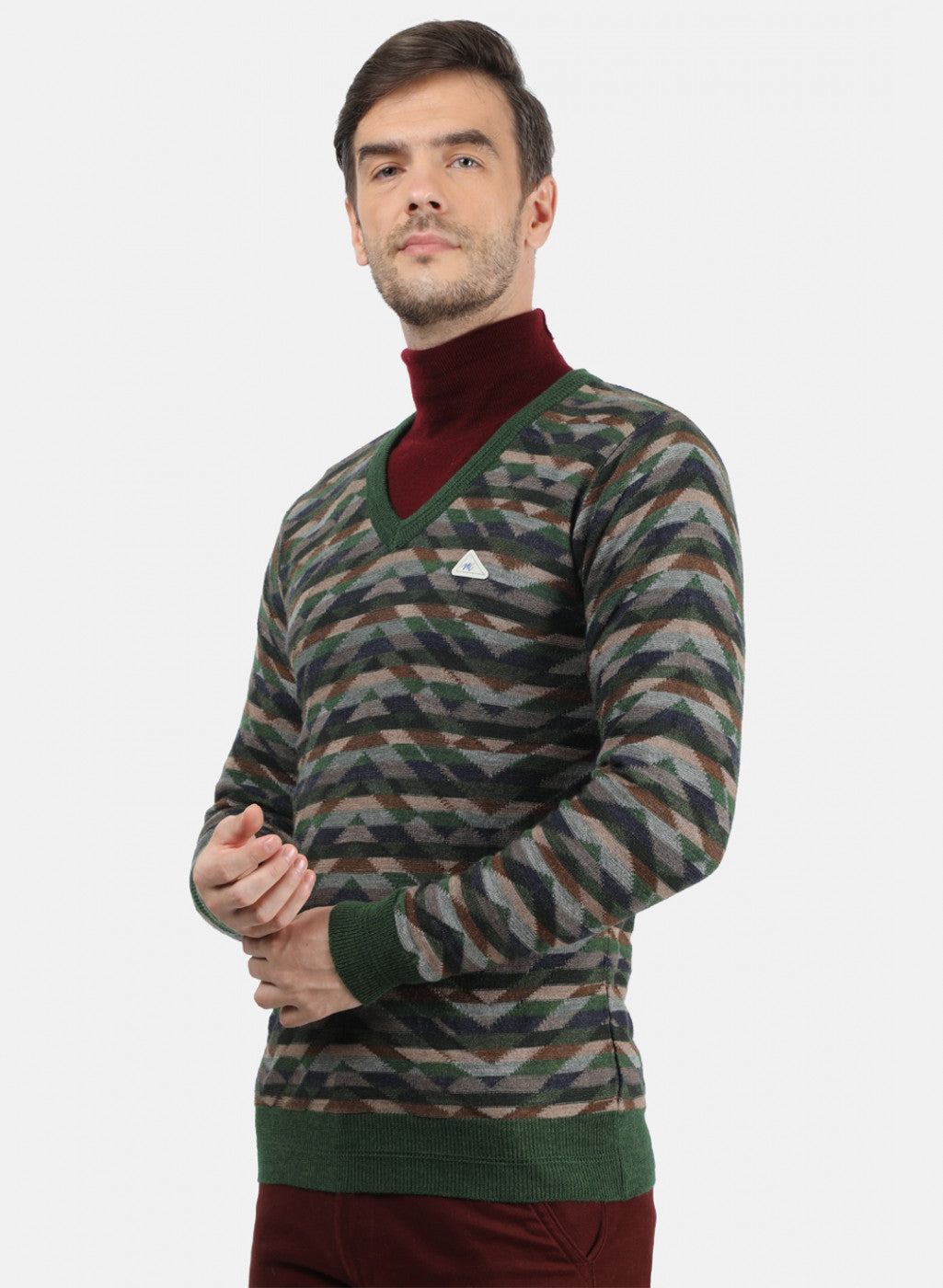 Men Green Solid Pullover