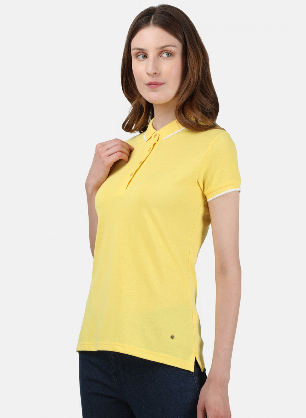 Womens Yellow Plain T-Shirt