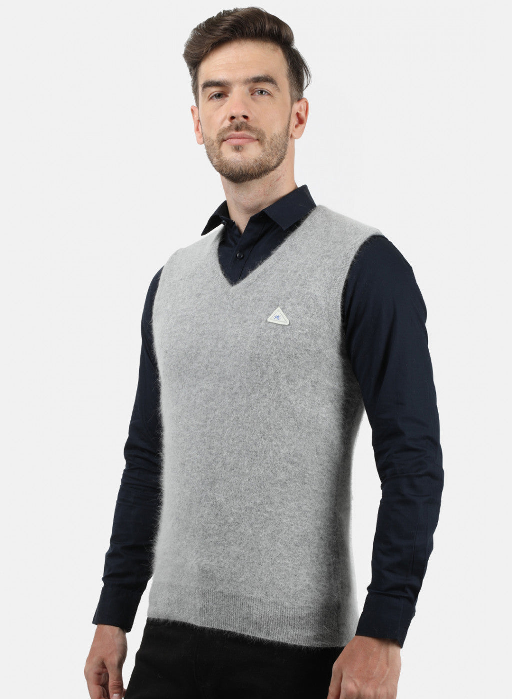 Men Grey Solid Sweater