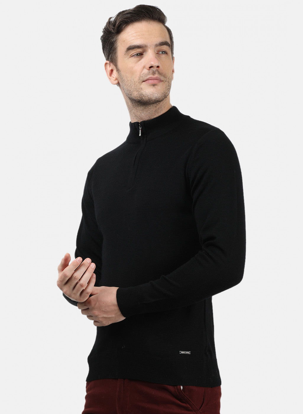 Men Black Solid Pullover