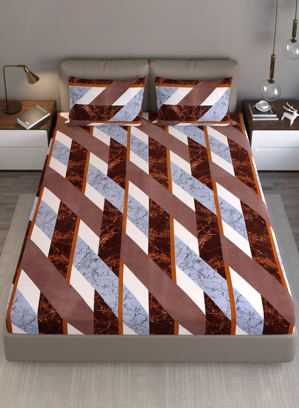 130 GSM Polyester Queen Bedsheet with 2 Pillow Covers