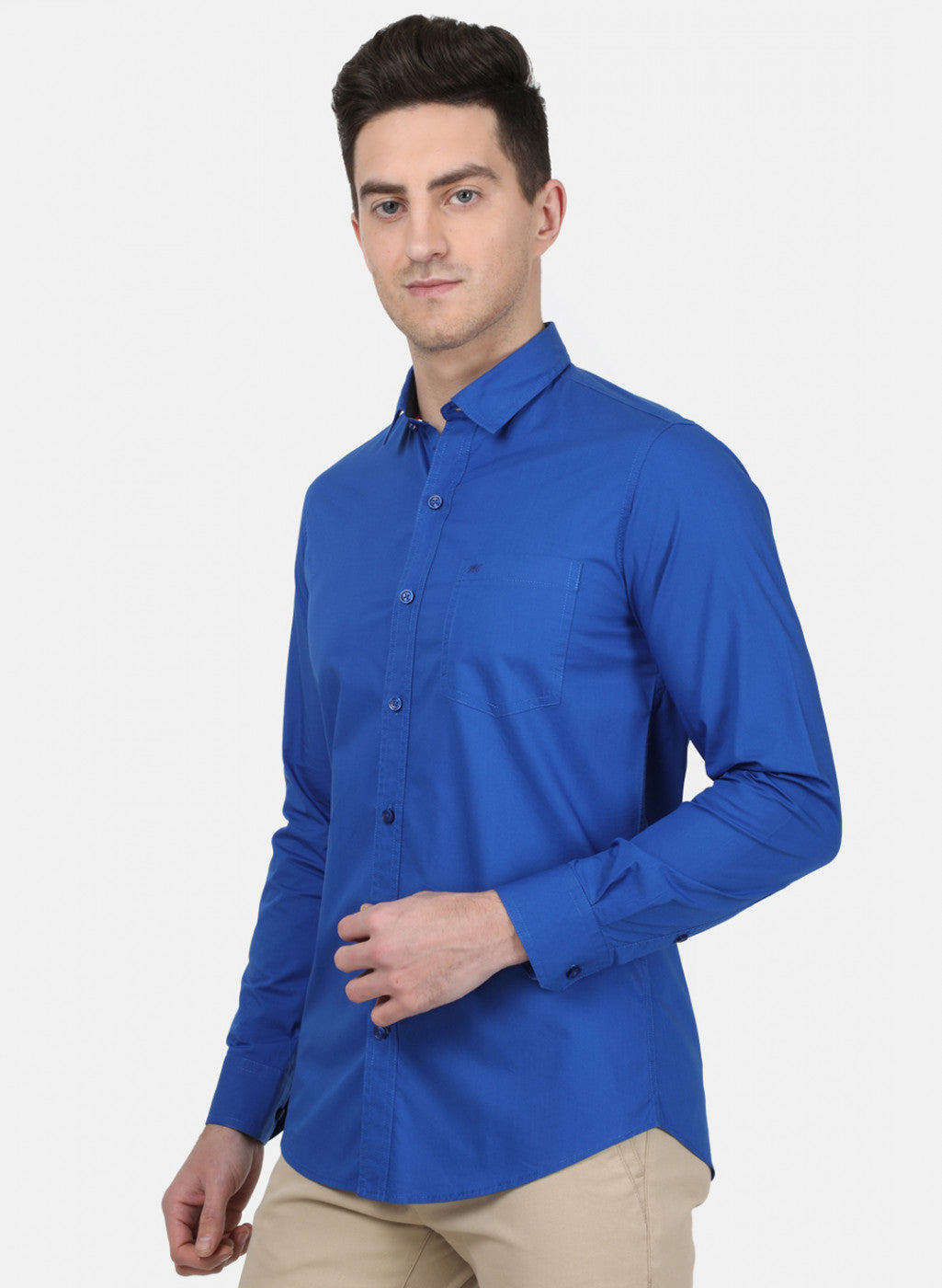 Mens Blue Solid Shirt