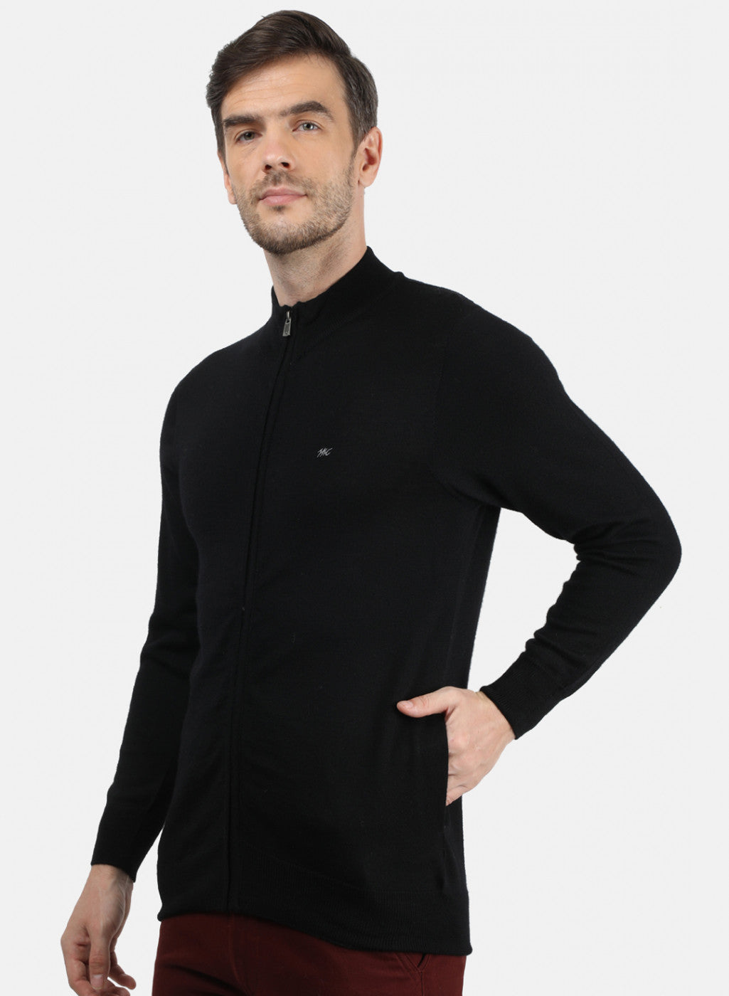 Men Black Solid Pullover