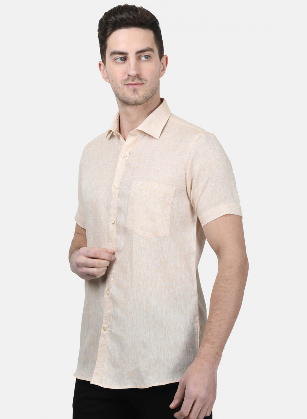 Mens Beige Solid Shirts