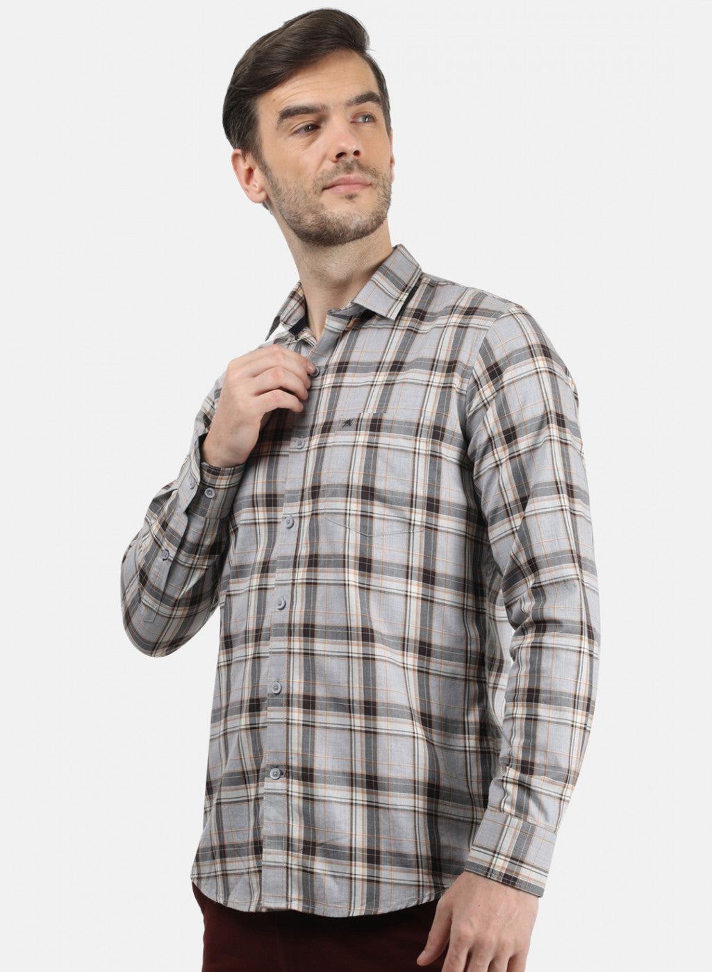 Men Grey Check Shirt