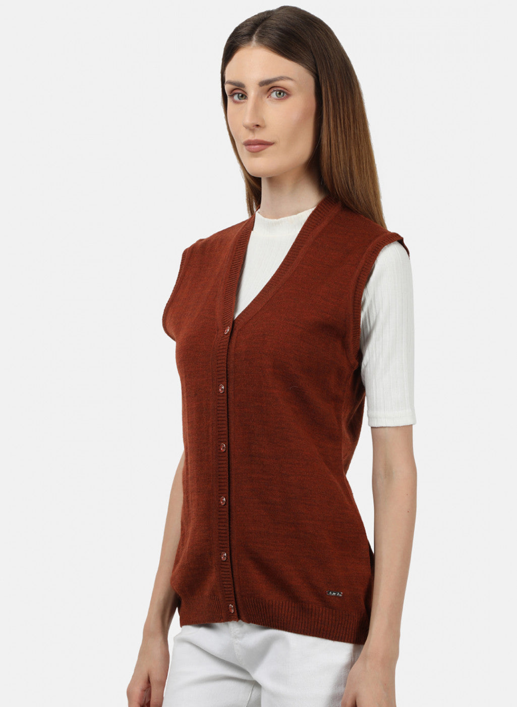 Women Rust Solid Cardigan