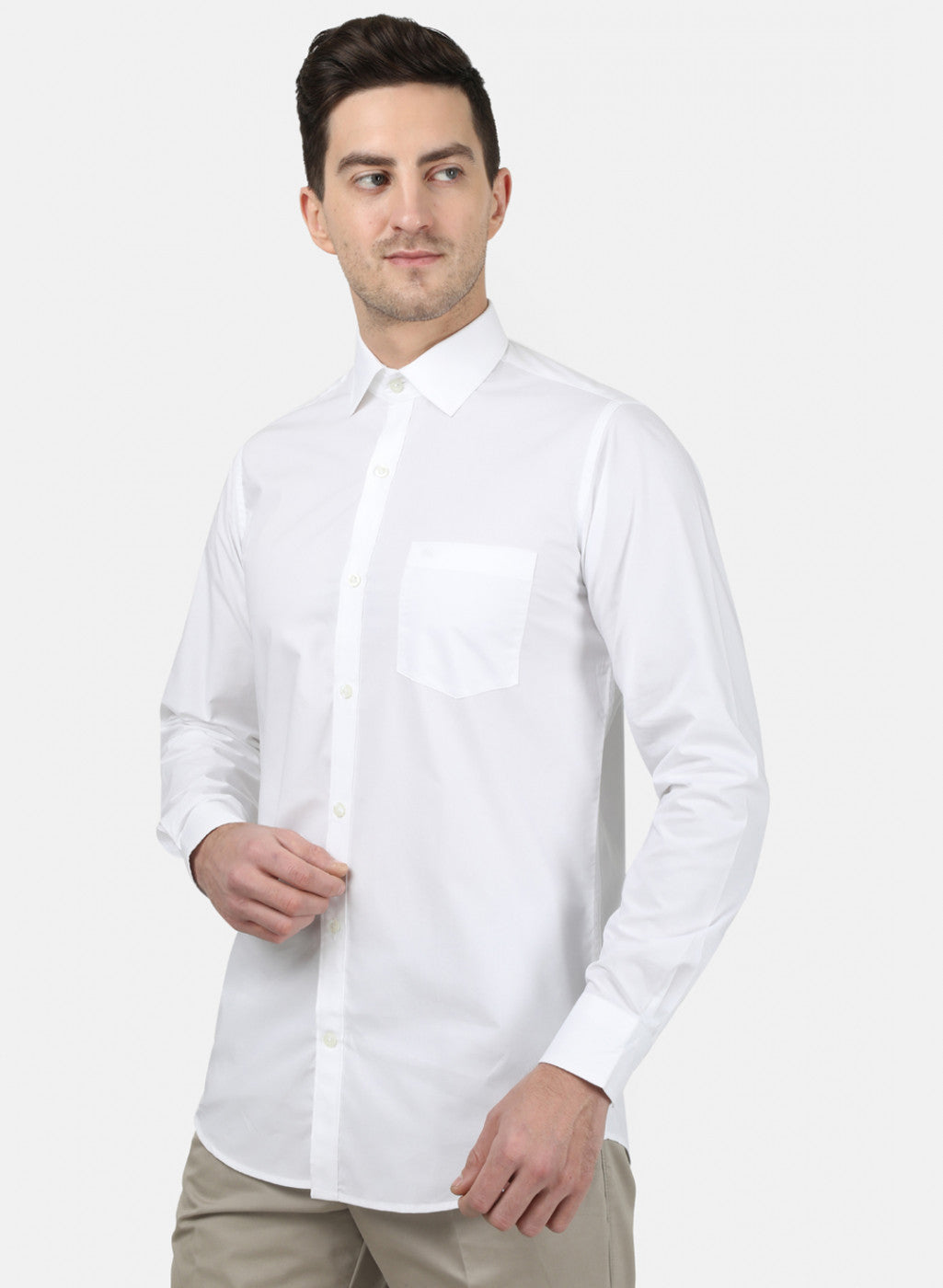 Mens White Solid Shirt