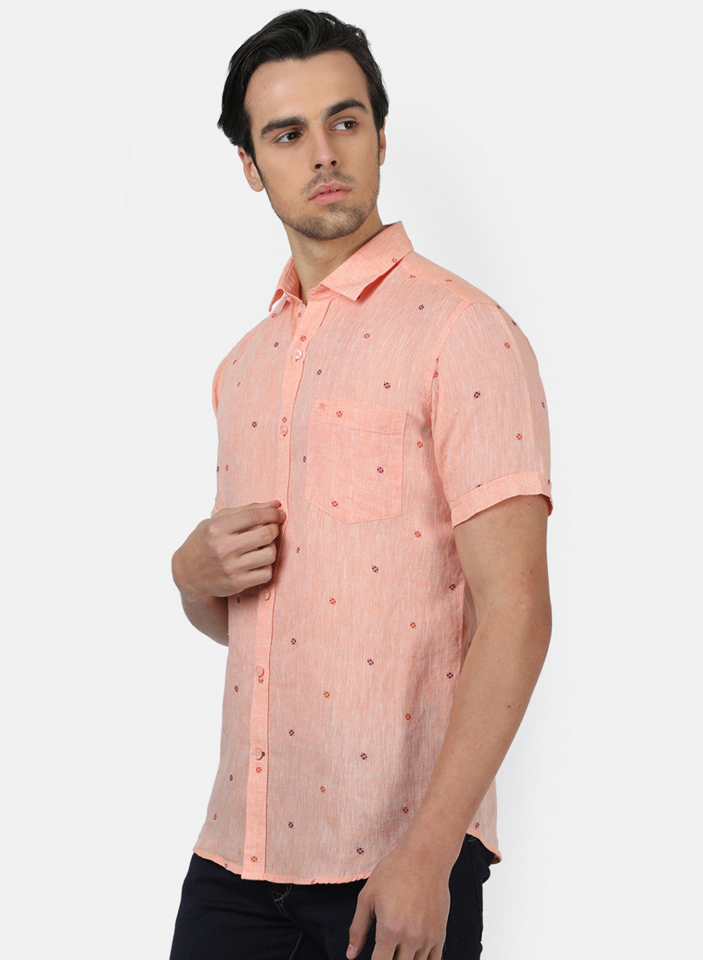 Men Peach Printed Shirts