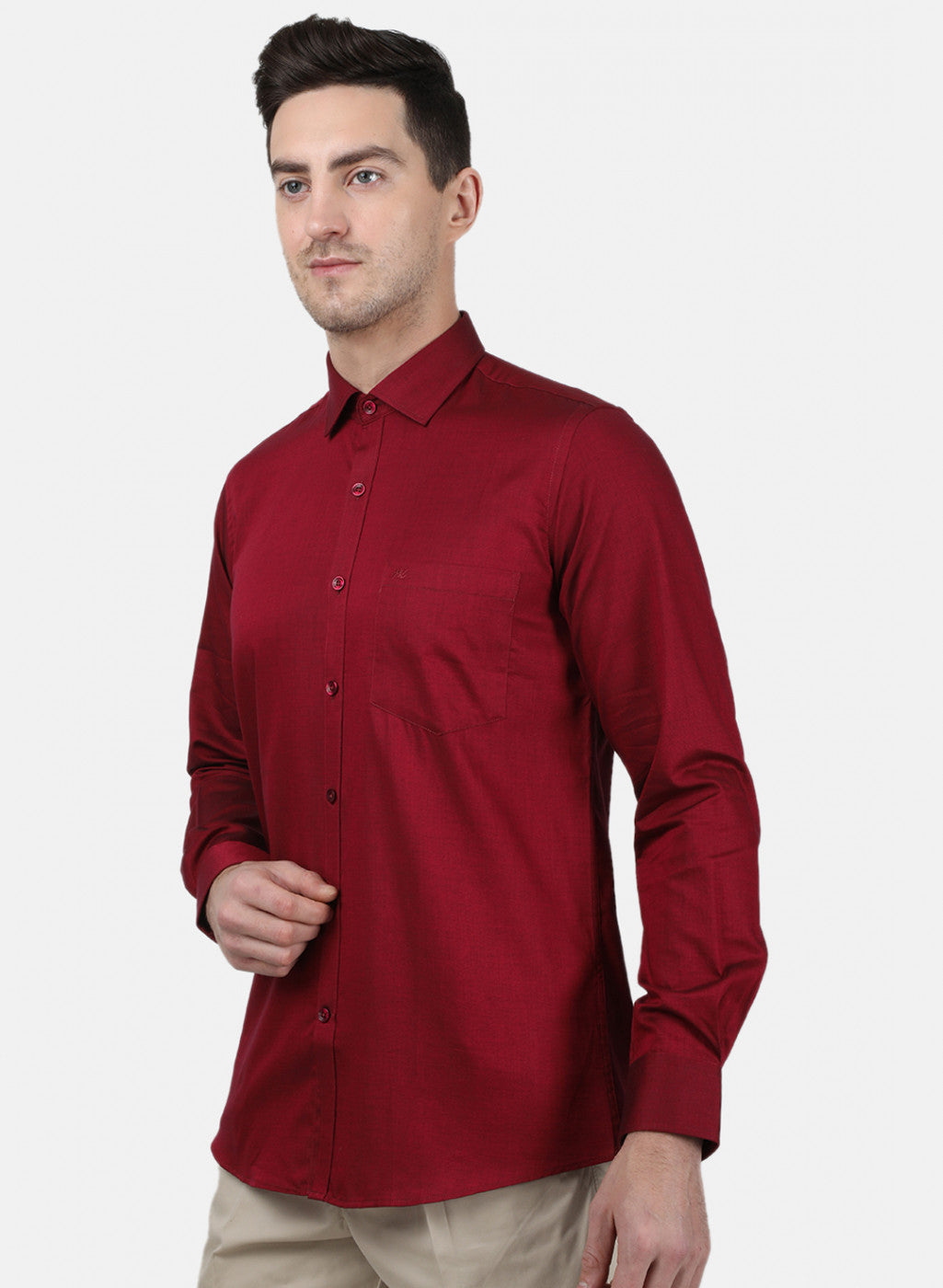 Mens Maroon Printed Shirt