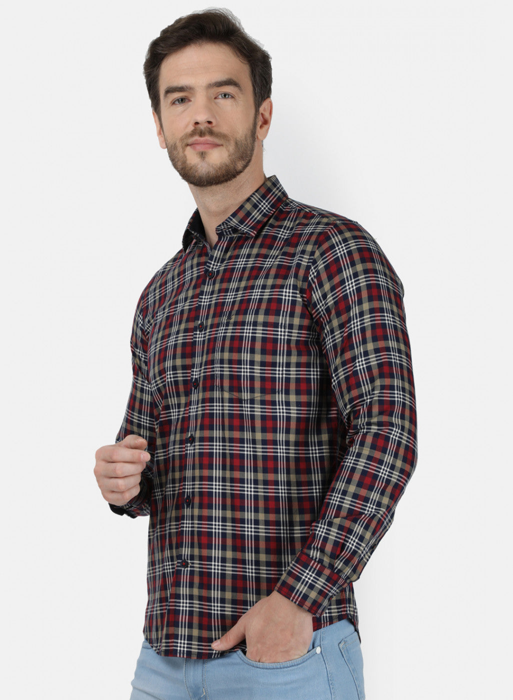 Mens NAvy Blue Check Shirt