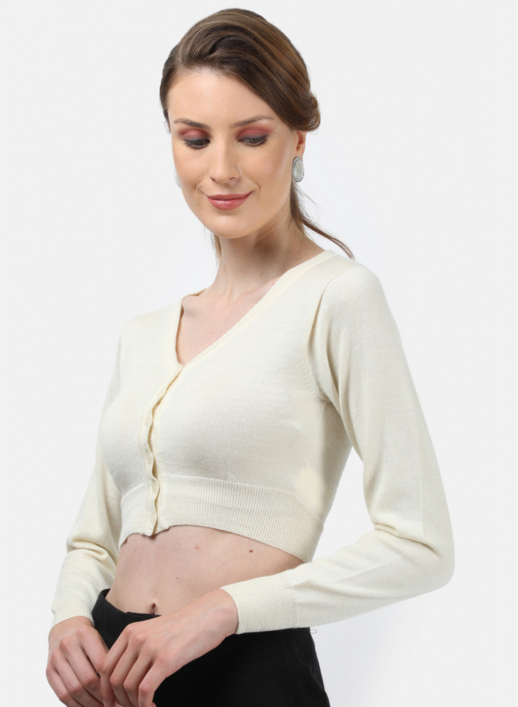 Women Cream Solid Blouse