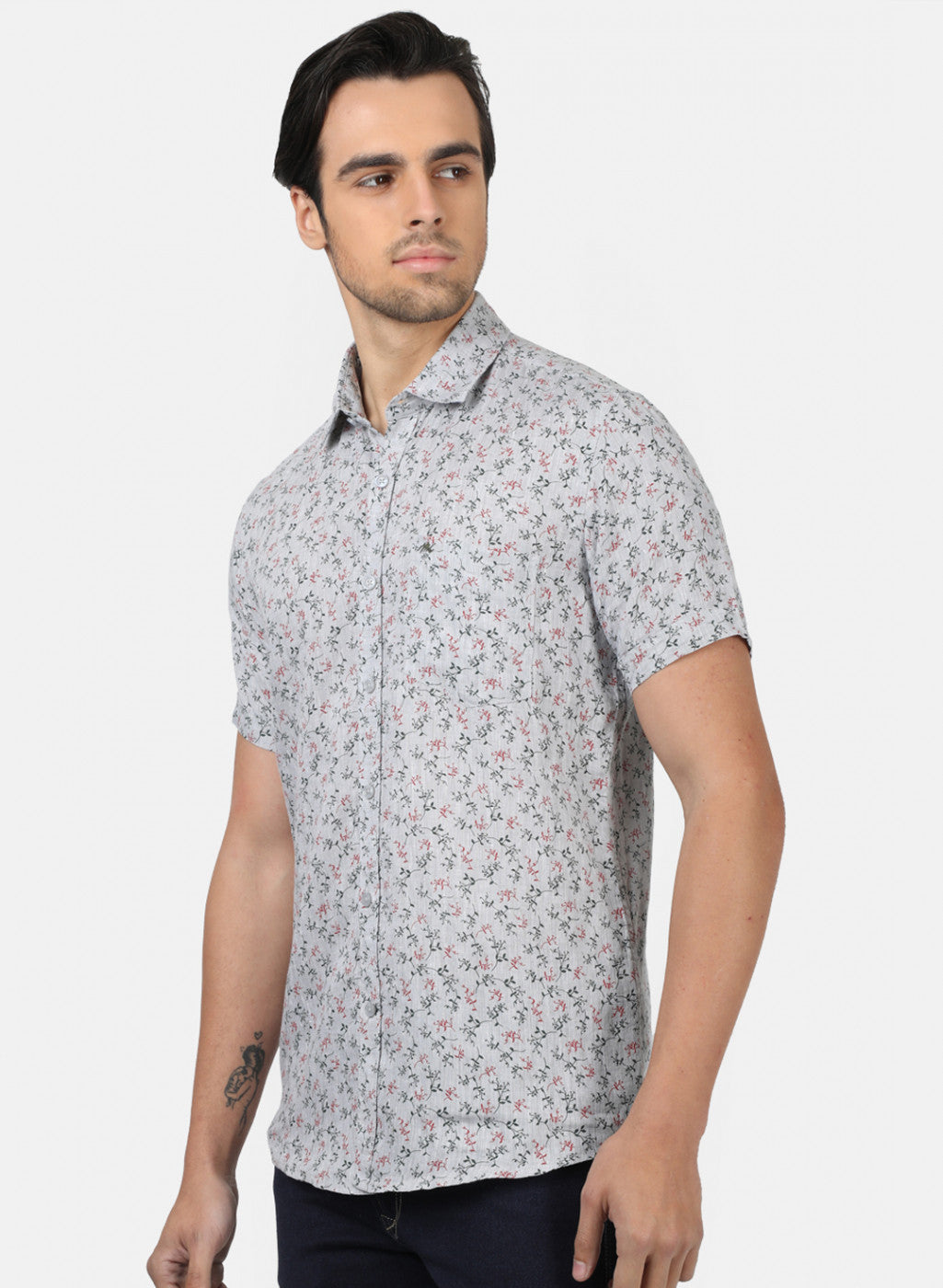 Men Grey Printed Shirts