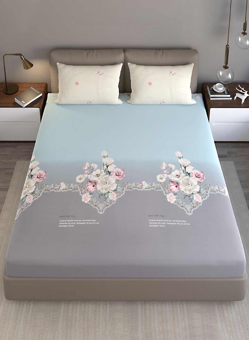 200TC Pure Cotton Queen Bedsheet with 2 Pillow Covers