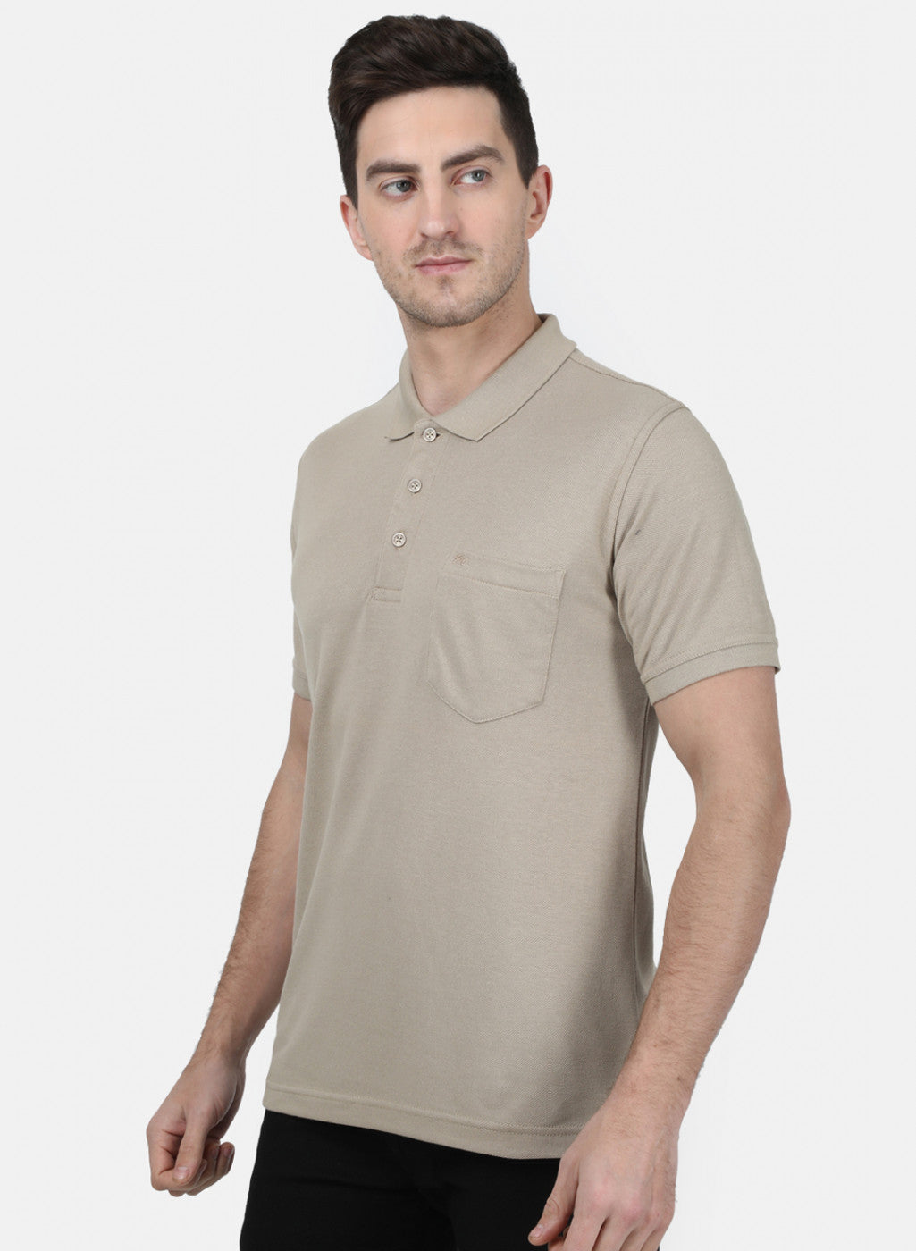 Mens Beige Plain T-Shirt