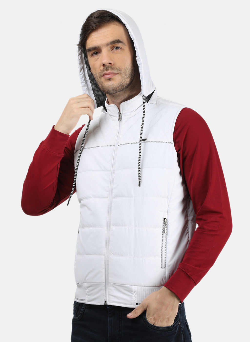 Men White Plain Jacket