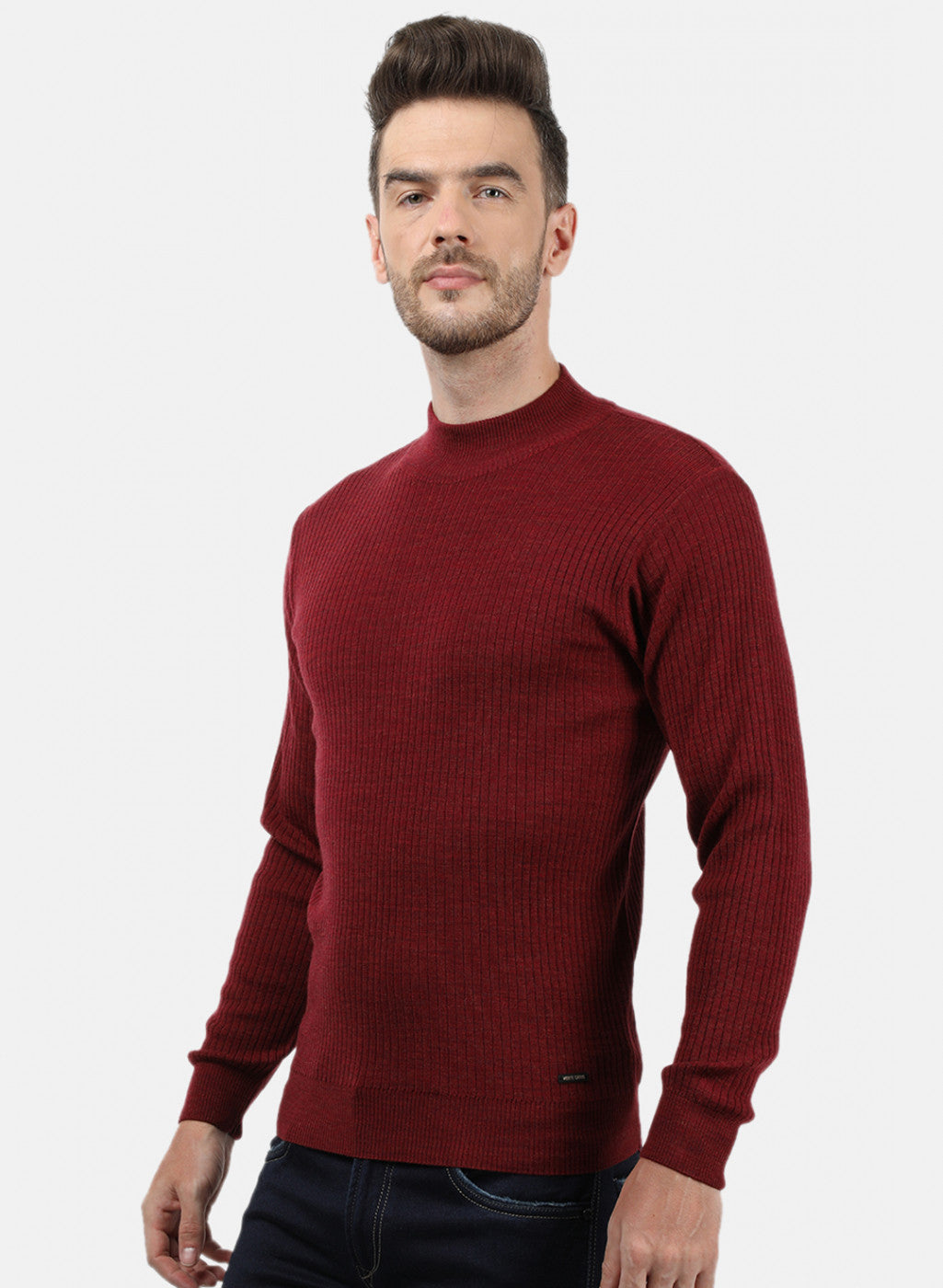 Men Maroon Solid Pullover