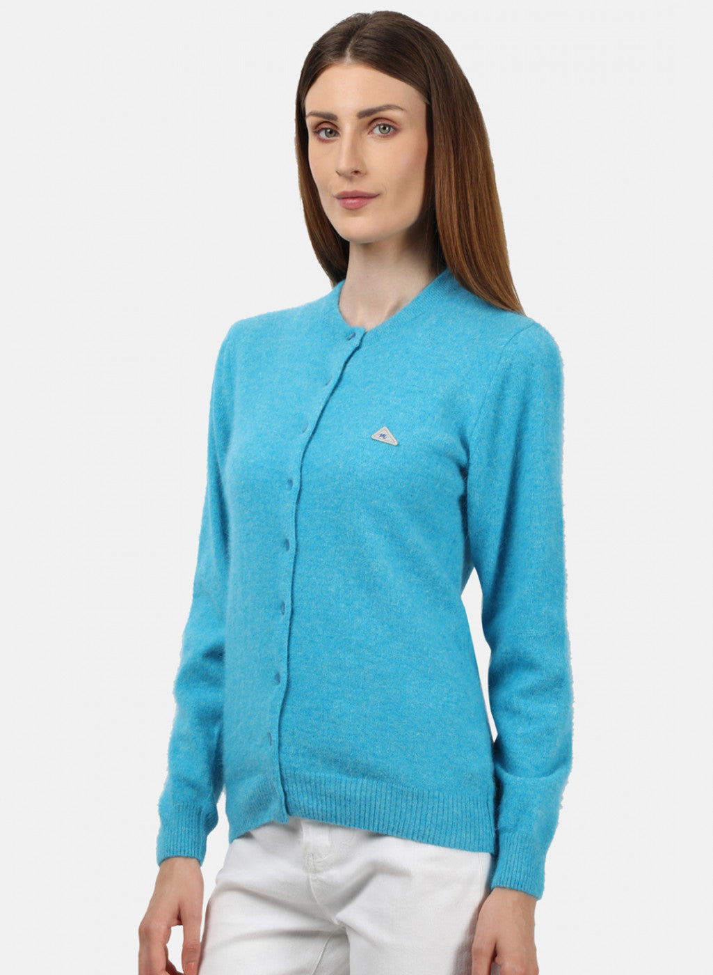 Women Blue Solid Cardigan