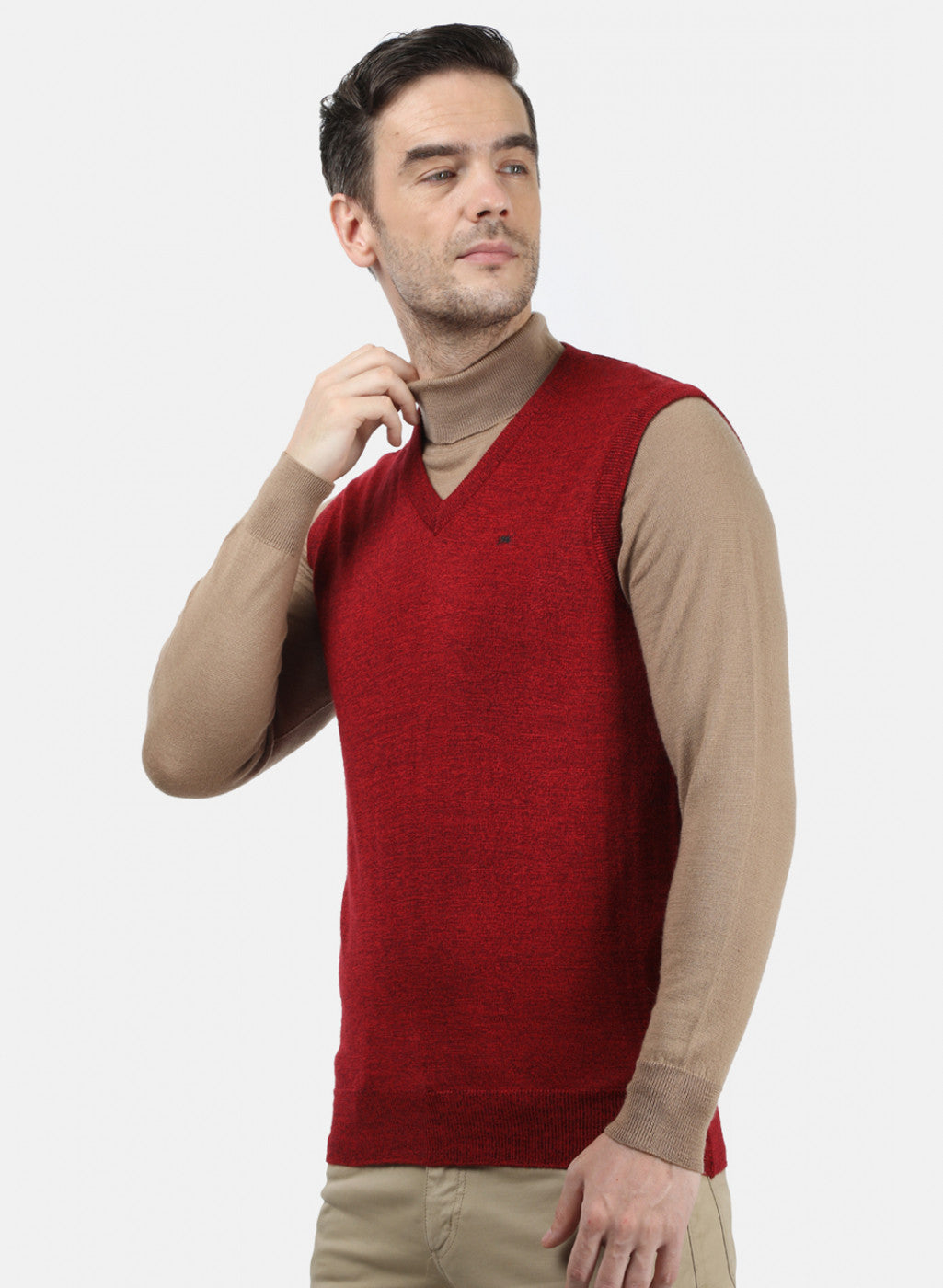 Men Red & Maroon Solid Sweater