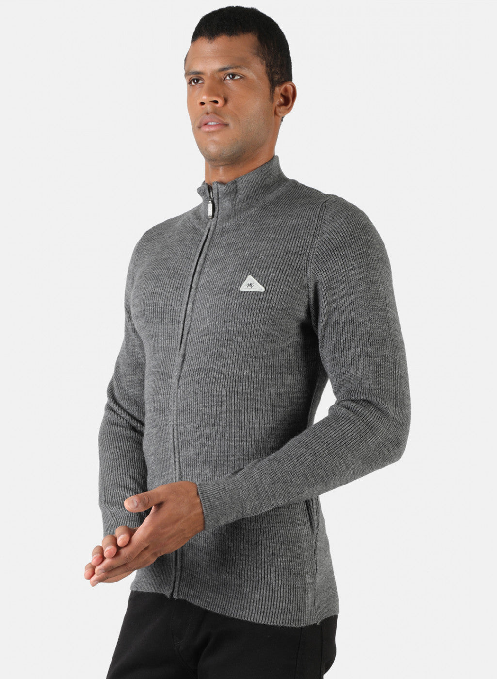 Men Grey Self Design Pullover